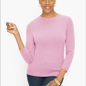 Talbots 3/4 Length Sleeve Pure Cashmere Pink Sweater